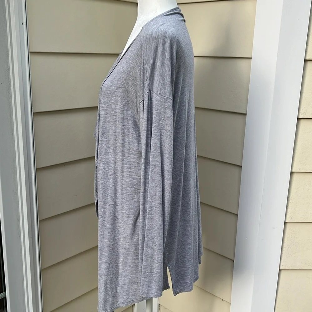Vince Camuto Draped Waterfall Cardigan Light Gray Open Front  Minimalist Capsule